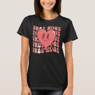 T-shirt Gratuit Retro Hugs Super Valentine's Day Heart Lov