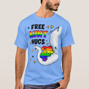 T-shirt Gratuit Tante Hugs Rainbow Elephant LGBT Pride Moi