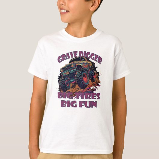 T-shirt Grave Digger, Gros Pneus Gros Camion Monster Amusa (Devant)