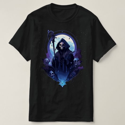 T-shirt Grave Faucheuse Lune Décès Silence (Design devant)