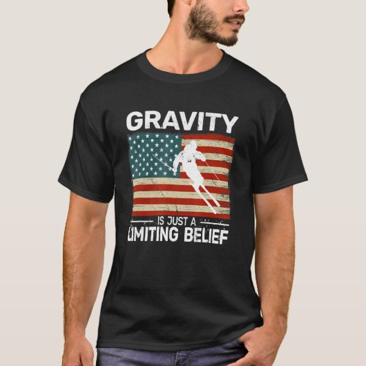 T-shirt Gravity is just a Limiting US Flag snow ski (Devant)