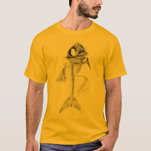 T-shirt Gravure à l'eau-forte squelettique de poissons