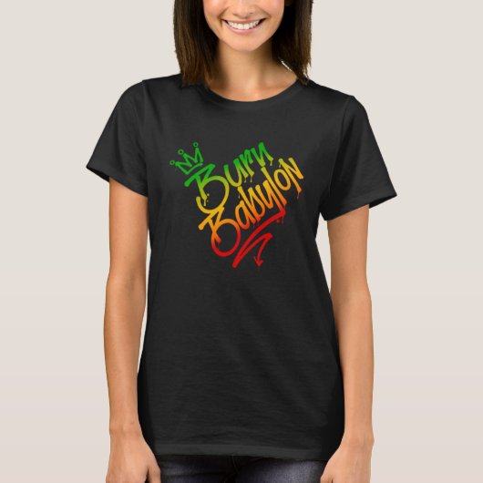 T-shirt Gravure Babylon Graffiti Style Rasta Colors Regga (Devant)