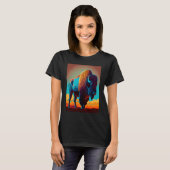 T-shirt Gravure de bison de bison d'animal de bison de Buf (Devant entier)