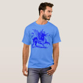 T-shirt Gravure de dragon - Bleu (Devant entier)