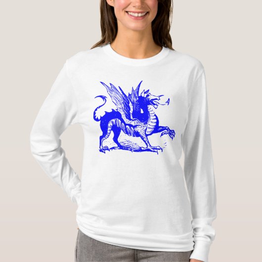 T-shirt Gravure de dragon - Bleu (Devant)