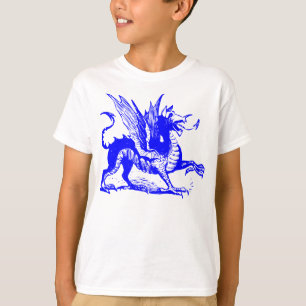 T-shirt Gravure de dragon - Bleu