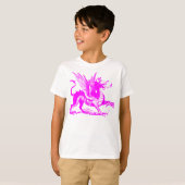 T-shirt Gravure de dragon - Magenta (Devant entier)