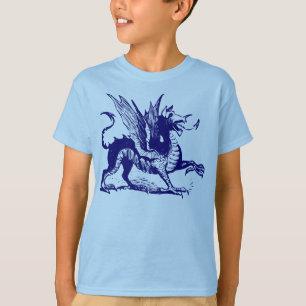 T-shirt Gravure de dragon - Marine profonde