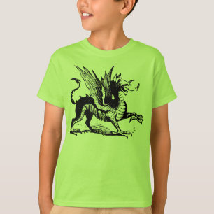 T-shirt Gravure de dragon - Noir