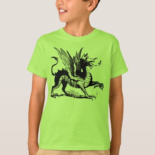 T-shirt Gravure de dragon - Noir (Devant)