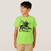 T-shirt Gravure de dragon - Noir (Devant entier)