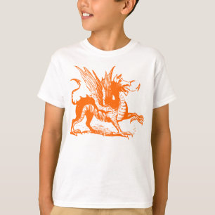 T-shirt Gravure de dragon - Orange