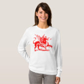 T-shirt Gravure de dragon - Rouge (Devant entier)