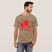 T-shirt Gravure de dragon - Rouge (Devant entier)