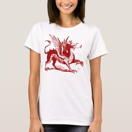 T-shirt Gravure de dragon - Ruby Red (Devant)