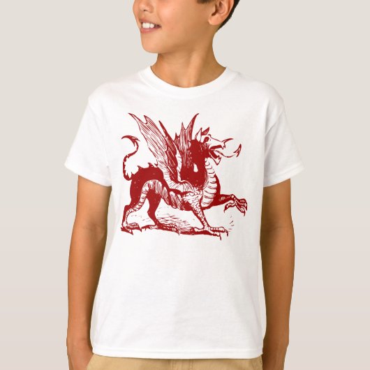 T-shirt Gravure de dragon - Ruby Red (Devant)