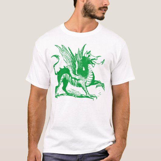 T-shirt Gravure de dragon - Vert d'herbe (Devant)