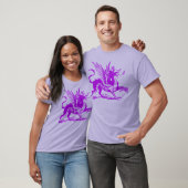 T-shirt Gravure de dragon - Violet (Unisexe)