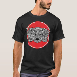 T-shirt Gravure de Masque Balinais en Forme de Chauve-Sour