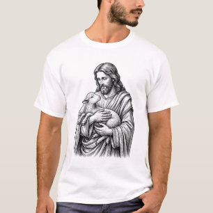 T-shirt Gravure Vintage Berger Tenant Agneau Vecteur Dés