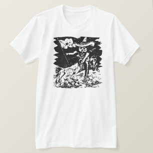 T-shirt Gravure vintage cavalier squelettique Art folklori