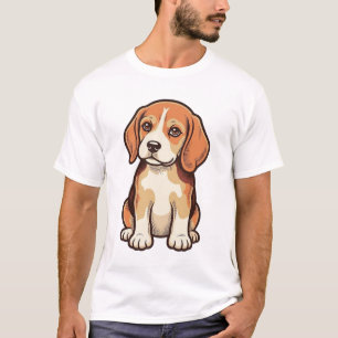 T-shirt Gravure vintage de chiot Beagle Art vectoriel_1