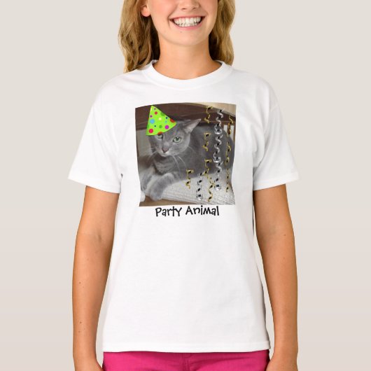 T-shirt Gray Cat Party Animal (Devant)