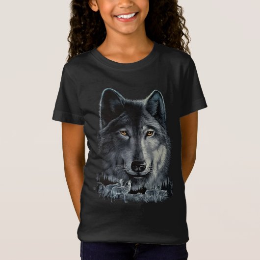 T-Shirt Gray Wolf Kids - Glow in the dark print (Devant)