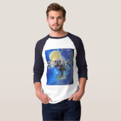 T-shirt GRAY WOLF & OUTER-SPACE Imaginaire faunique Art (Devant entier)