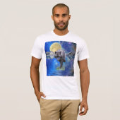 T-shirt GRAY WOLF & OUTER-SPACE Imaginaire faunique Art (Devant entier)