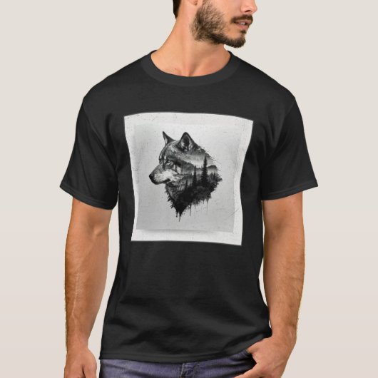 T-shirt Gray Wolf Paint Splatter Warrior Wild Animal Uniqu (Devant)