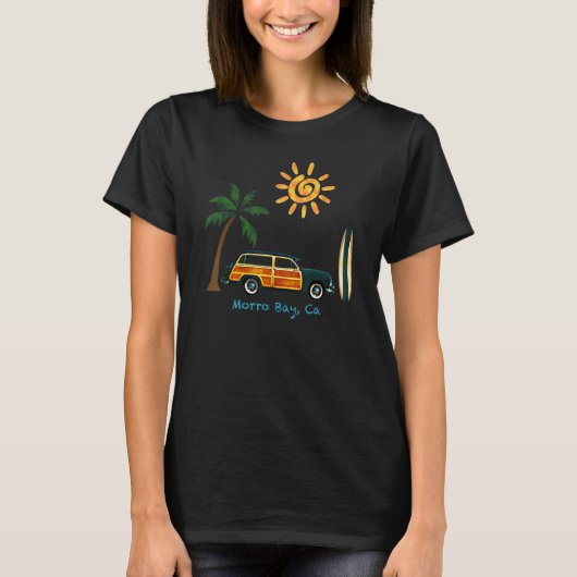 T-shirt Great Beach Surf En Bois Pour Morro Bay (Devant)