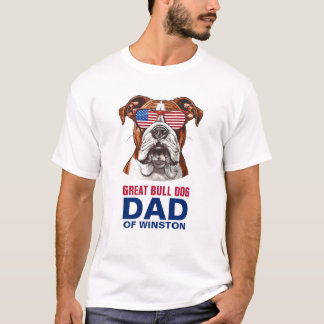 T-shirt Great Bull Dog Papa 4 juillet drapeau américain