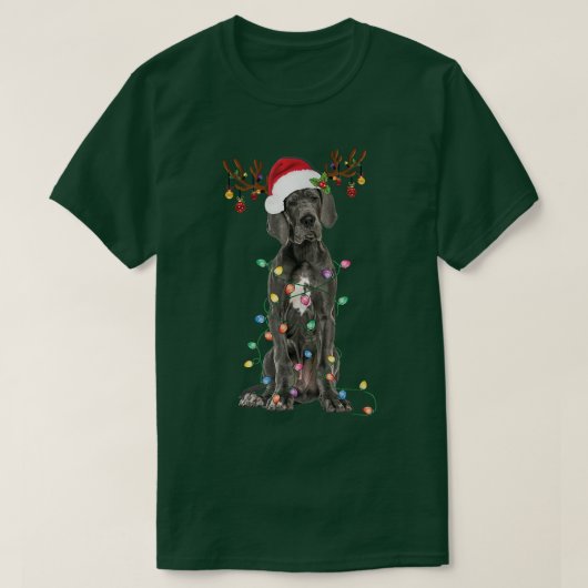T-shirt Great Dane Christmas Tree Light Amoureux des chien (Design devant)