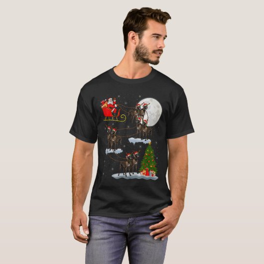 T-shirt Great Dane Dog Santa Sleigh Flying Funny Magical C (Devant entier)