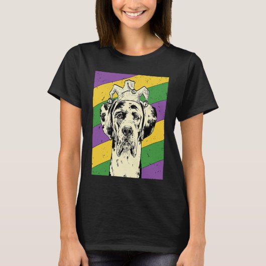 T-shirt Great Dane Jester Mardi Gras Chien Maman ou Papa (Devant)