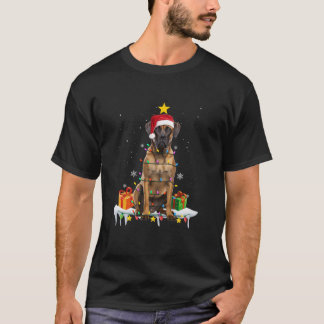 T-shirt Great Dane Père Noël Christmas Tree Luminants Chie