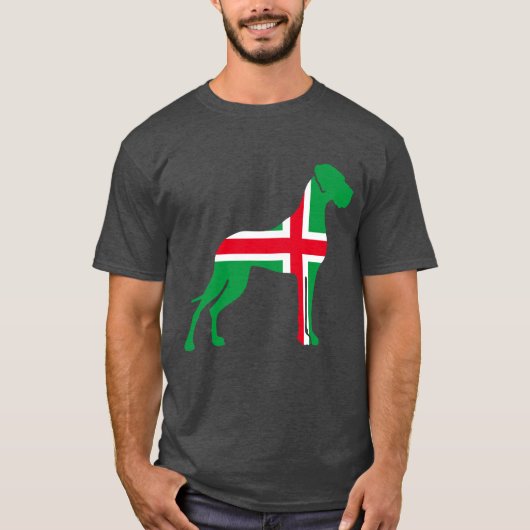 T-Shirt Great Dane rouge blanc vert (Devant)