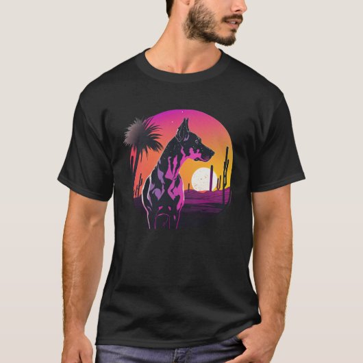 T-shirt Great Dane Synthwave 80s Retrowave Aesthetic 2 (Devant)