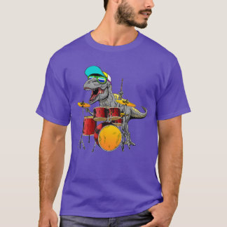 T-shirt Great Dinosaurs Drums Music Playing re Design Smal