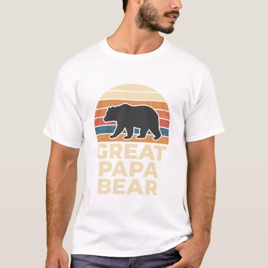 T-shirt Great Papa Bear Retro Sunset Vintage Vector Design (Devant)