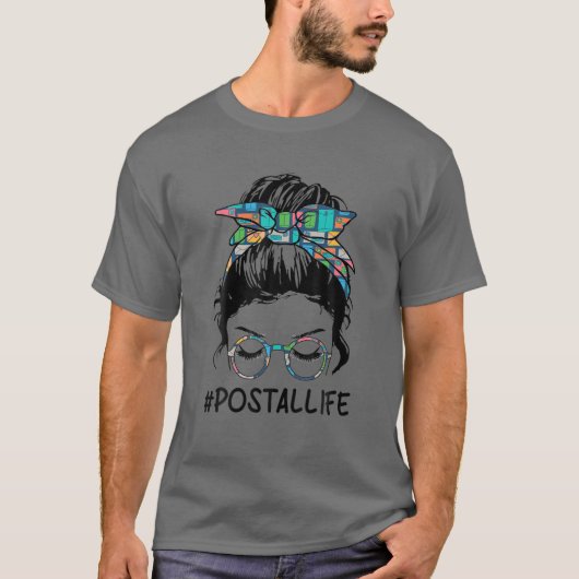 T-shirt Great Postal Life Maman Leopard Messy Bun Mères Da (Devant)