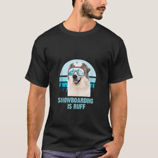 T-shirt Great Pyrenee Winter Snowboard est Ruff Dog Log