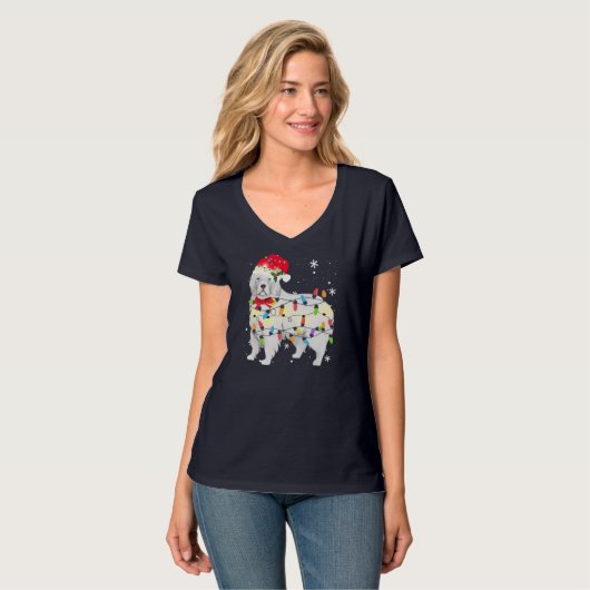 T-shirt Great Pyrenees Dog Christmas Light Xmas Papa Gi (Devant entier)