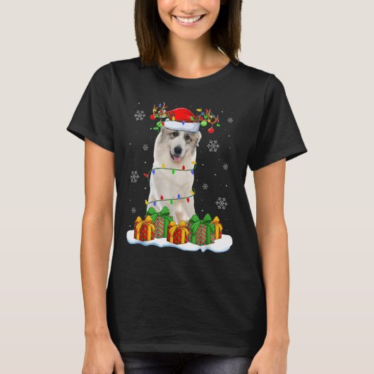 T-shirt Great Pyrenees Dog Christmas Lights Santa Pet Dog (Devant)