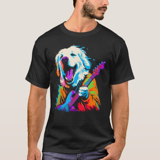 T-shirt Great Pyrenees Dog Guitar (Devant)