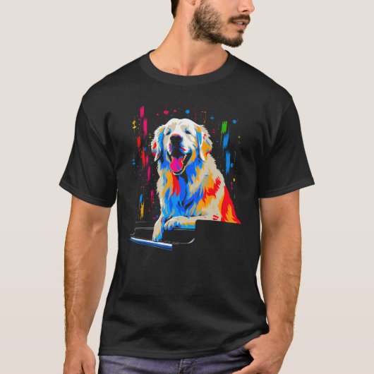 T-shirt Great Pyrenees Dog Piano (Devant)