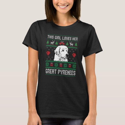 T-shirt Great Pyrenees Girl Cool Ugly Christmas for Dog Mo (Devant)