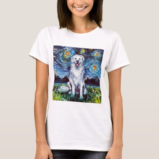 T-shirt Great Pyrenees Starry Night gros chien blanc art p (Devant)